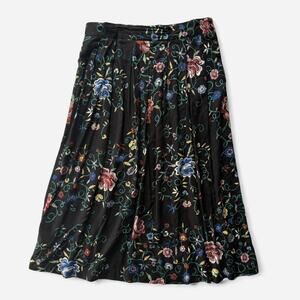 Worthington Black Floral Embroidered Print Skirt